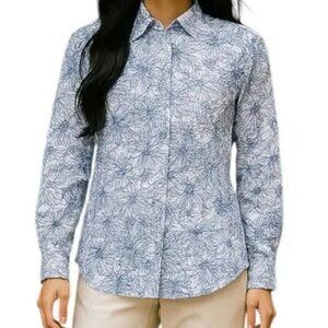 H&M Women's White Floral Long Sleeve Floral Button Down Blouse Size 6 NWOT